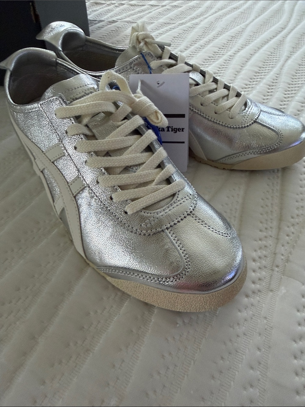 Onitsuka Tiger by Asics Women's Metallic Silver Low-Top Sneakers